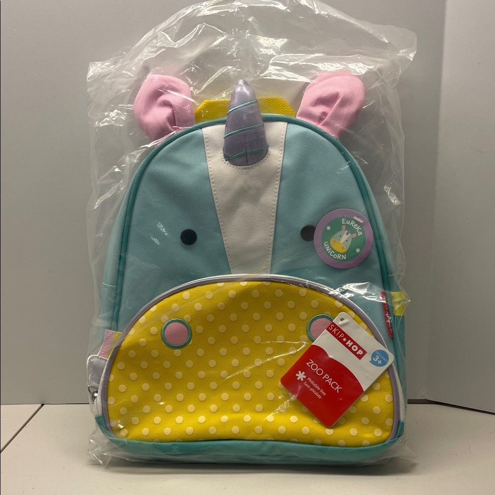 Skip Hop Unicorn Backpack with Yellow Polka Dots